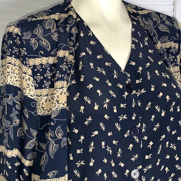 Vintage Alfred Dunner Oversized Mixed Print Layer Vest Button Down Blouse Size 1 - Picture 3 of 11